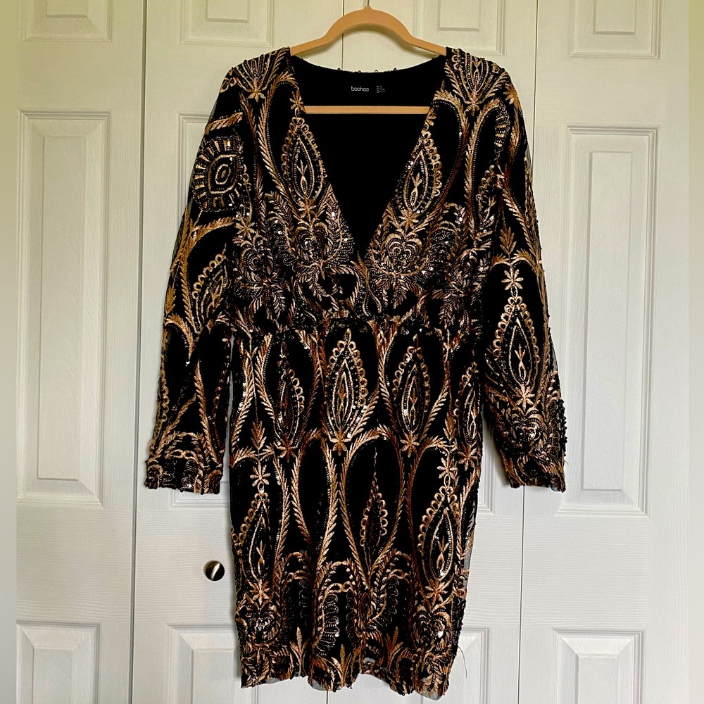 Rose Gold and Black Boohoo Dress